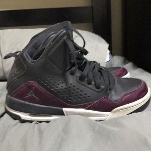 Purple and black Jordan flights